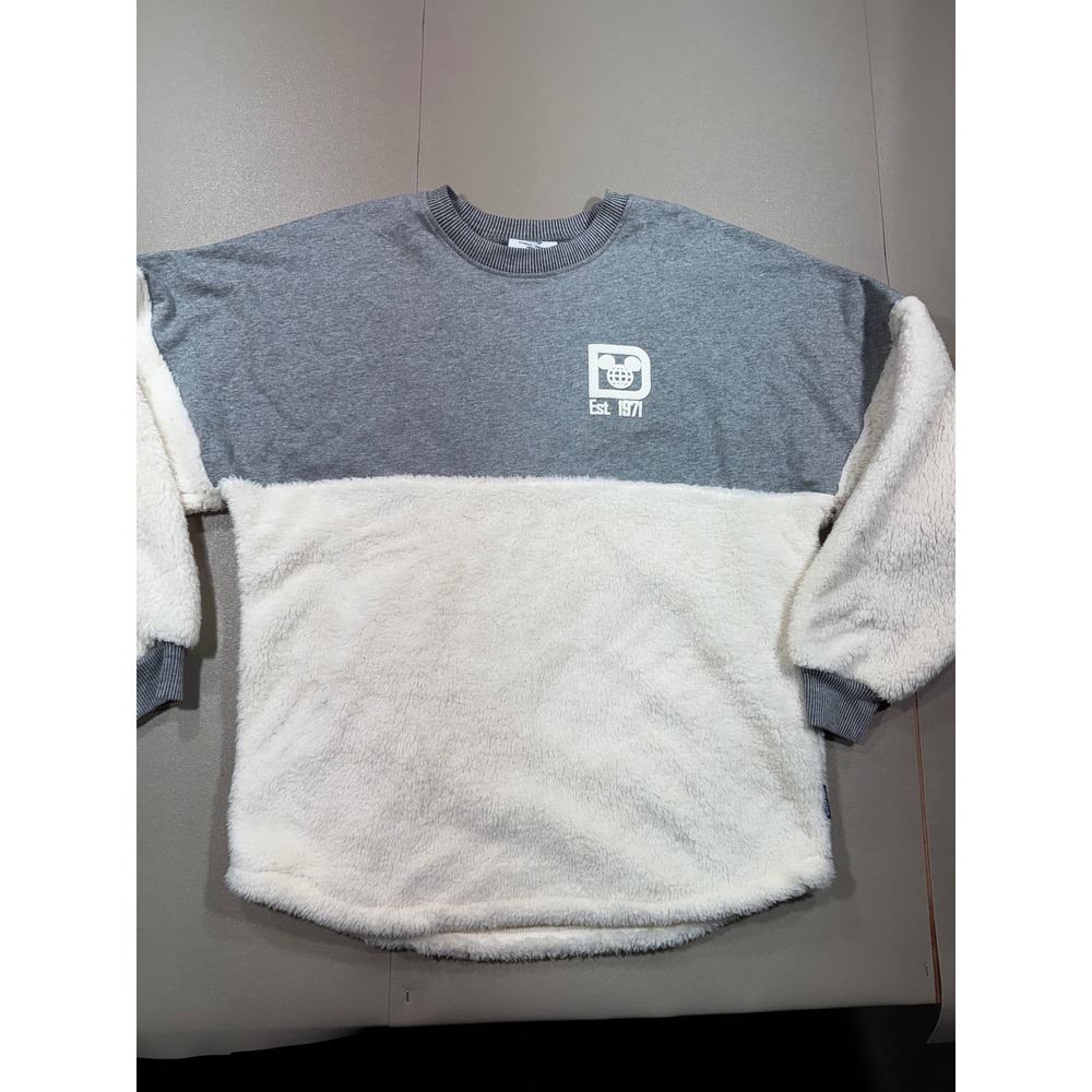Disney Spirit Jersey Walt Disney‎ World Sherpa Fleece Grey White Medium